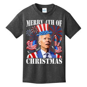 Funny Joe Biden Merry 4th Of Christmas 4th Of July Firework Kids T-Shirt