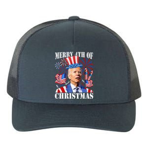 Funny Joe Biden Merry 4th Of Christmas 4th Of July Firework Yupoong Adult 5-Panel Trucker Hat