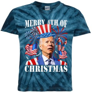 Funny Joe Biden Merry 4th Of Christmas 4th Of July Firework Kids Tie-Dye T-Shirt