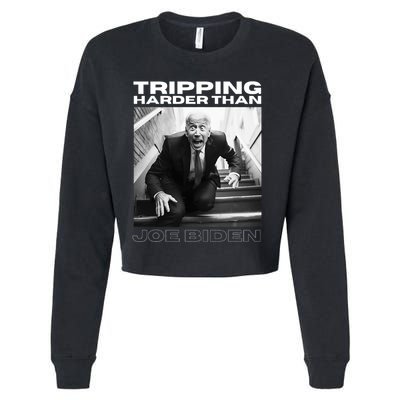 Funny Joe Biden Tripping Harder Than Joe Biden Cropped Pullover Crew