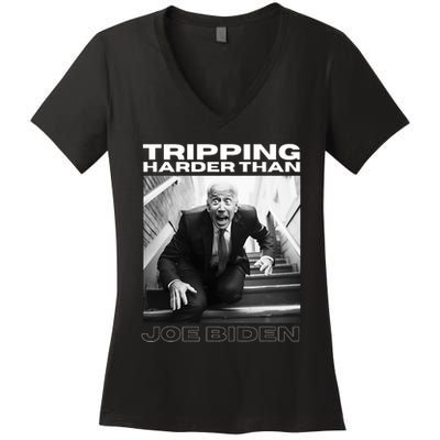 Funny Joe Biden Tripping Harder Than Joe Biden Women's V-Neck T-Shirt