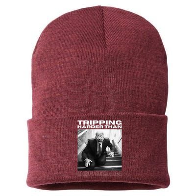 Funny Joe Biden Tripping Harder Than Joe Biden Sustainable Knit Beanie
