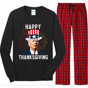 Funny Joe Biden Thanksgiving For Fourth Of July Long Sleeve Pajama Set