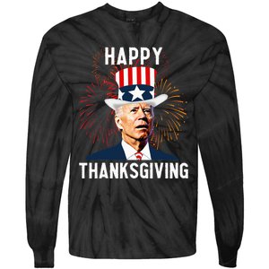 Funny Joe Biden Thanksgiving For Fourth Of July Tie-Dye Long Sleeve Shirt