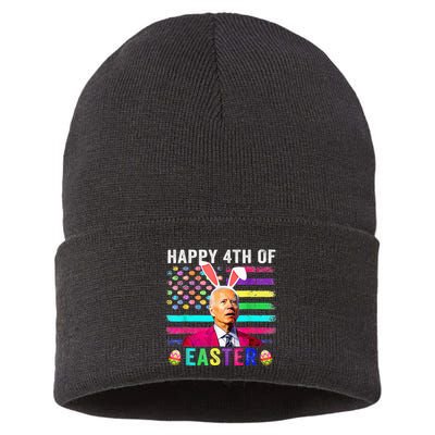 Funny Joe Biden Confused Merry 4th Of Easter Day Sustainable Knit Beanie