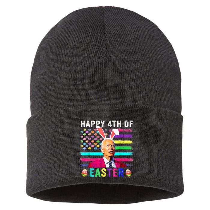 Funny Joe Biden Confused Merry 4th Of Easter Day Sustainable Knit Beanie