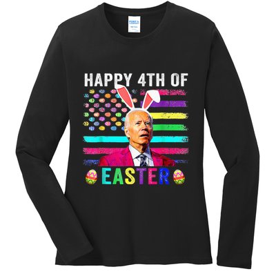 Funny Joe Biden Confused Merry 4th Of Easter Day Ladies Long Sleeve Shirt