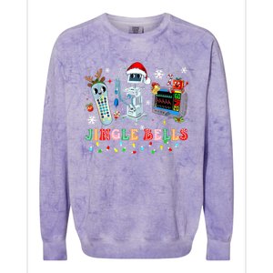 Funny Jingle Bells Telemetry Nurse Christmas Tech Nursing Cute Gift Colorblast Crewneck Sweatshirt