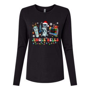 Funny Jingle Bells Telemetry Nurse Christmas Tech Nursing Cute Gift Womens Cotton Relaxed Long Sleeve T-Shirt