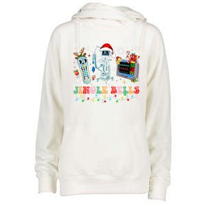 Funny Jingle Bells Telemetry Nurse Christmas Tech Nursing Cute Gift Womens Funnel Neck Pullover Hood