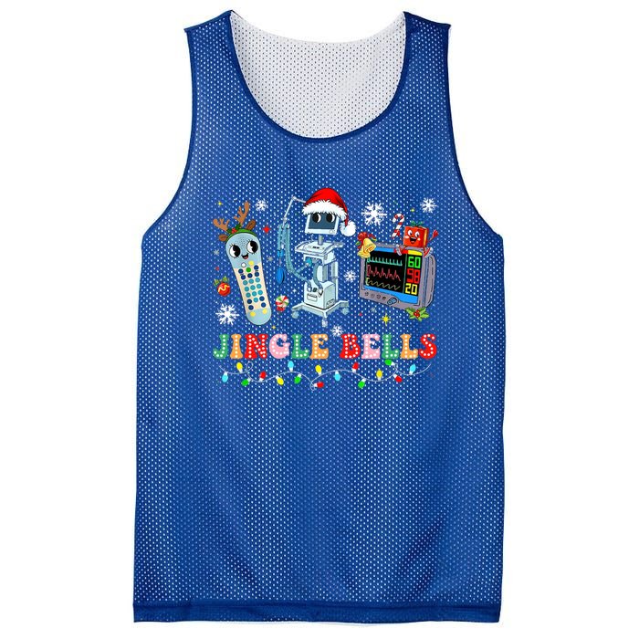 Funny Jingle Bells Telemetry Nurse Christmas Tech Nursing Cute Gift Mesh Reversible Basketball Jersey Tank