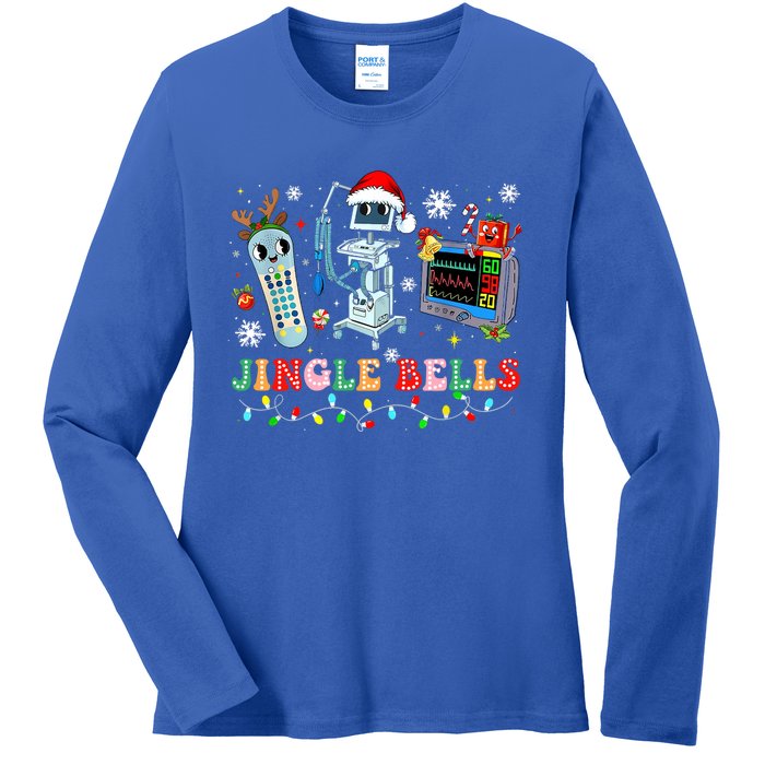 Funny Jingle Bells Telemetry Nurse Christmas Tech Nursing Cute Gift Ladies Long Sleeve Shirt