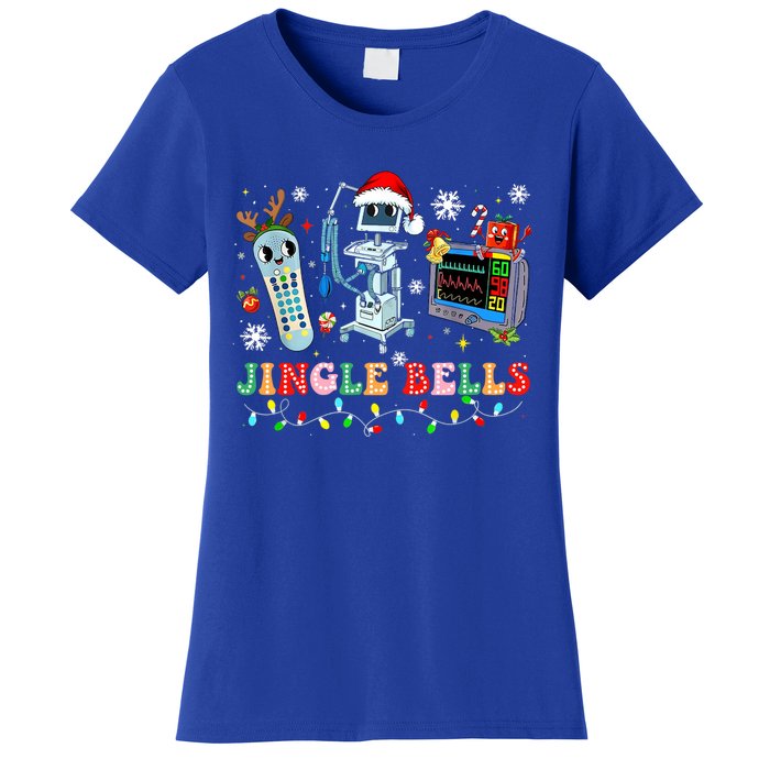 Funny Jingle Bells Telemetry Nurse Christmas Tech Nursing Cute Gift Women's T-Shirt