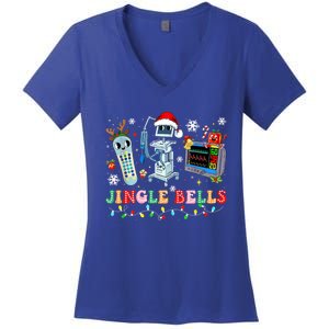 Funny Jingle Bells Telemetry Nurse Christmas Tech Nursing Cute Gift Women's V-Neck T-Shirt