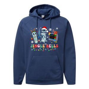 Funny Jingle Bells Telemetry Nurse Christmas Tech Nursing Cute Gift Performance Fleece Hoodie