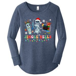 Funny Jingle Bells Telemetry Nurse Christmas Tech Nursing Cute Gift Women's Perfect Tri Tunic Long Sleeve Shirt