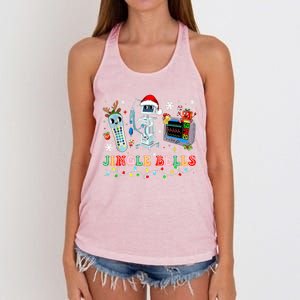 Funny Jingle Bells Telemetry Nurse Christmas Tech Nursing Cute Gift Women's Knotted Racerback Tank