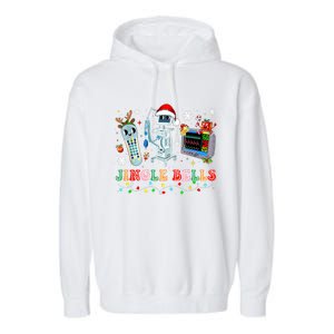 Funny Jingle Bells Telemetry Nurse Christmas Tech Nursing Cute Gift Garment-Dyed Fleece Hoodie