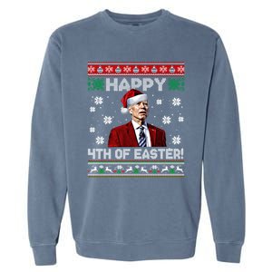 Funny Joe Biden Happy 4th Of Easter Ugly Christmas Sweater Gift Garment-Dyed Sweatshirt