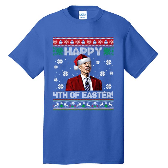 Funny Joe Biden Happy 4th Of Easter Ugly Christmas Sweater Gift Tall T-Shirt