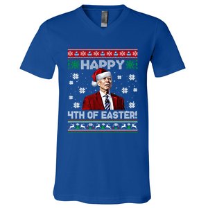 Funny Joe Biden Happy 4th Of Easter Ugly Christmas Sweater Gift V-Neck T-Shirt