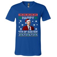 Funny Joe Biden Happy 4th Of Easter Ugly Christmas Sweater Gift V-Neck T-Shirt