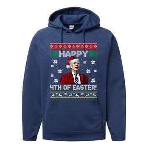 Funny Joe Biden Happy 4th Of Easter Ugly Christmas Sweater Gift Performance Fleece Hoodie