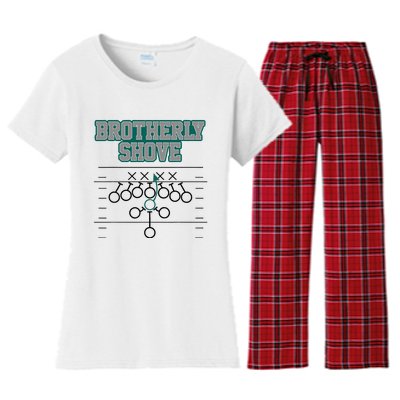 Football Joke Brotherly Shove Brotherly Shove  Women's Flannel Pajama Set