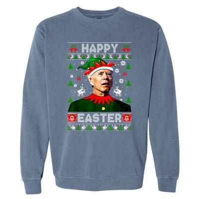 Funny Joe Biden Happy Easter Christmas Ugly Sweater Cool Gift Garment-Dyed Sweatshirt