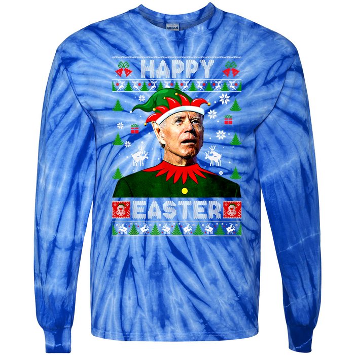 Funny Joe Biden Happy Easter Christmas Ugly Sweater Cool Gift Tie-Dye Long Sleeve Shirt