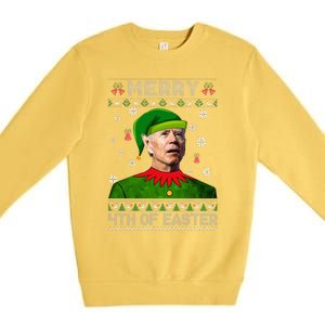 Funny Joe Biden Merry 4th Of Easter Ugly Christmas Sweater Premium Crewneck Sweatshirt