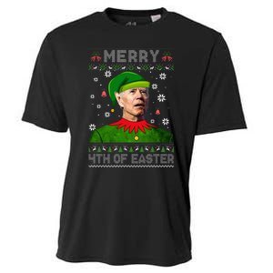 Funny Joe Biden Merry 4th Of Easter Ugly Christmas Sweater Cooling Performance Crew T-Shirt