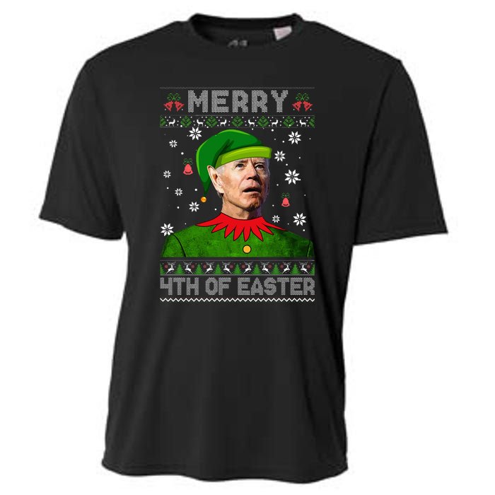 Funny Joe Biden Merry 4th Of Easter Ugly Christmas Sweater Cooling Performance Crew T-Shirt