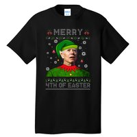 Funny Joe Biden Merry 4th Of Easter Ugly Christmas Sweater Tall T-Shirt