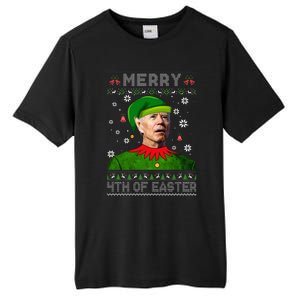 Funny Joe Biden Merry 4th Of Easter Ugly Christmas Sweater Tall Fusion ChromaSoft Performance T-Shirt