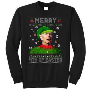 Funny Joe Biden Merry 4th Of Easter Ugly Christmas Sweater Tall Sweatshirt