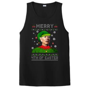 Funny Joe Biden Merry 4th Of Easter Ugly Christmas Sweater PosiCharge Competitor Tank