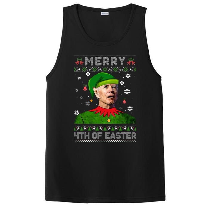 Funny Joe Biden Merry 4th Of Easter Ugly Christmas Sweater PosiCharge Competitor Tank