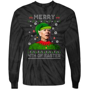 Funny Joe Biden Merry 4th Of Easter Ugly Christmas Sweater Tie-Dye Long Sleeve Shirt