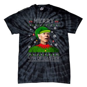 Funny Joe Biden Merry 4th Of Easter Ugly Christmas Sweater Tie-Dye T-Shirt