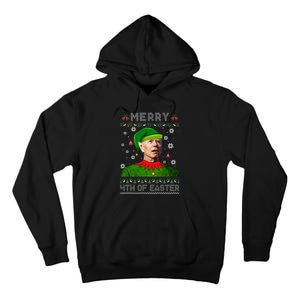 Funny Joe Biden Merry 4th Of Easter Ugly Christmas Sweater Tall Hoodie