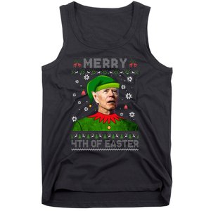 Funny Joe Biden Merry 4th Of Easter Ugly Christmas Sweater Tank Top