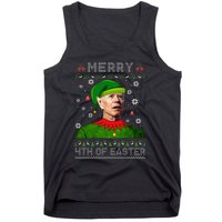 Funny Joe Biden Merry 4th Of Easter Ugly Christmas Sweater Tank Top