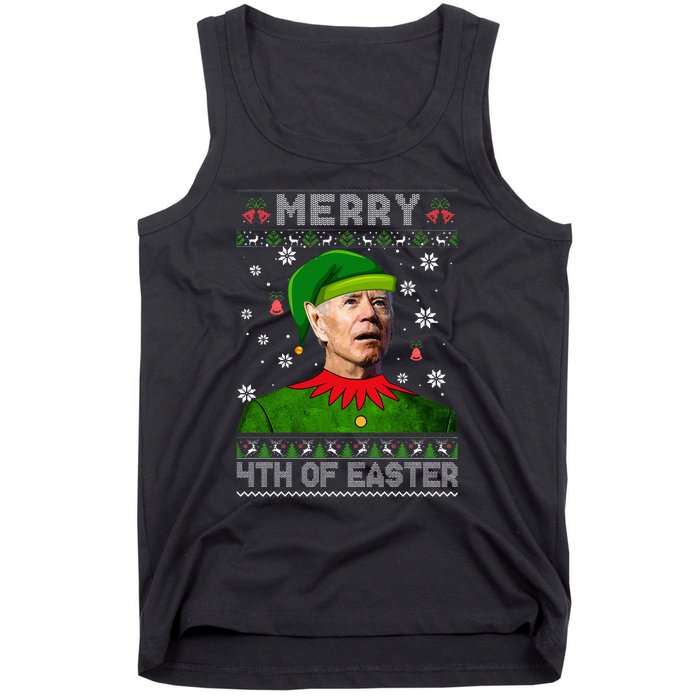 Funny Joe Biden Merry 4th Of Easter Ugly Christmas Sweater Tank Top