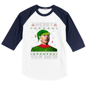 Funny Joe Biden Merry 4th Of Easter Ugly Christmas Sweater Baseball Sleeve Shirt