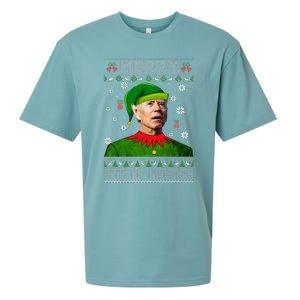 Funny Joe Biden Merry 4th Of Easter Ugly Christmas Sweater Sueded Cloud Jersey T-Shirt