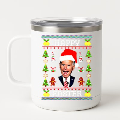 Funny Joe Biden Happy Easter Ugly Christmas Sweater Funny Gift 12 oz Stainless Steel Tumbler Cup