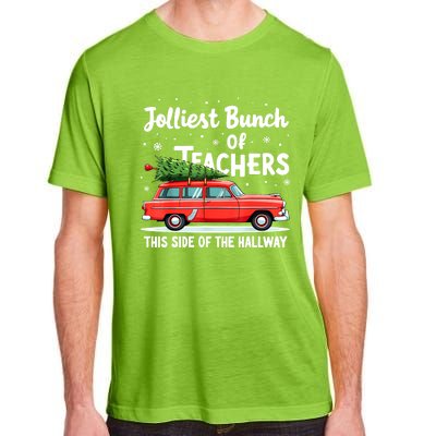 Funny Jolliest Bunch Of Teachers This Side Of The Hallway Christmas Gift Adult ChromaSoft Performance T-Shirt