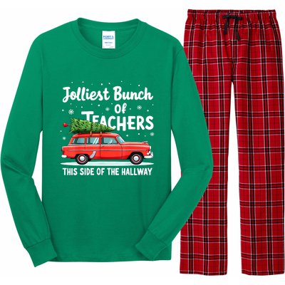 Funny Jolliest Bunch Of Teachers This Side Of The Hallway Christmas Gift Long Sleeve Pajama Set