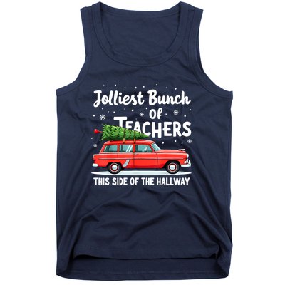 Funny Jolliest Bunch Of Teachers This Side Of The Hallway Christmas Gift Tank Top